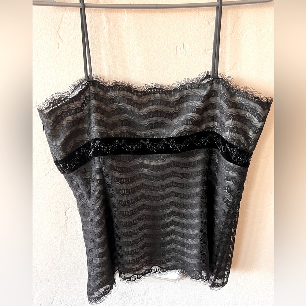 Ann Taylor Petites black lace tank top